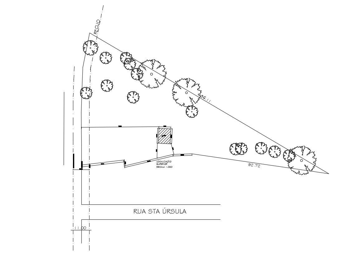 Site And Building Marking With Plantation Design CAD Drawing 