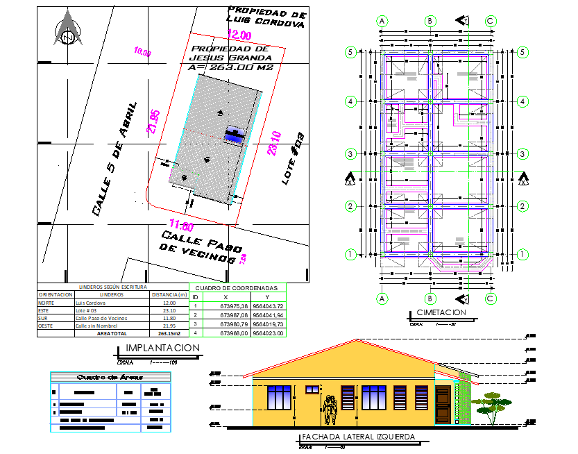 Site plan and foundation plan detail dwg file