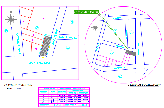 Site plan and table detail dwg file