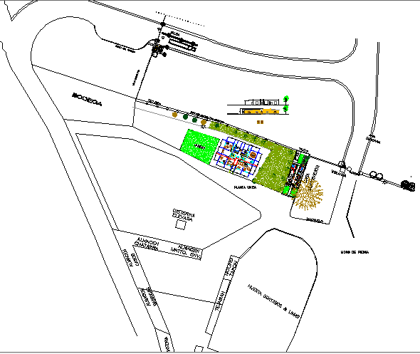 Site plan details, landscaping of administration office building dwg file