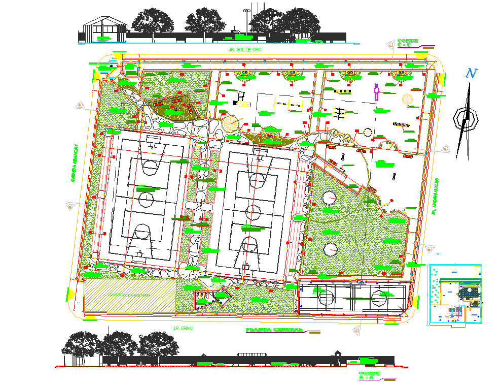 Site plan layout detail view dwg file