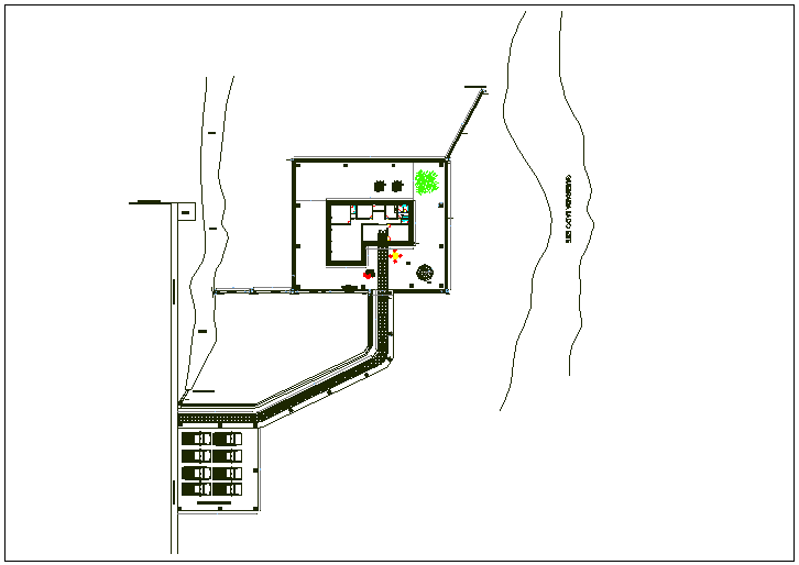 Site plan layout view of office detail dwg file