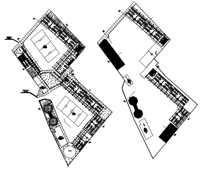 Site plan of school with detail dimension in dwg file 