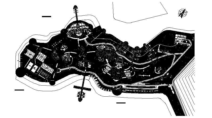 Site plan of the complex with convention center in dwg file