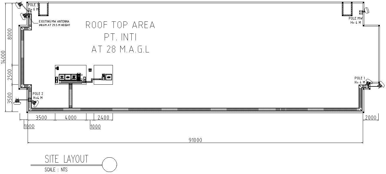 Site layout of tower in detail AutoCAD drawing