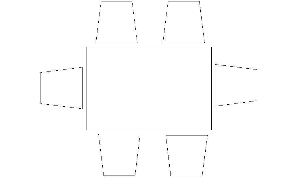 Six Seater Dining Table AutoCAD Furniture Block Design
