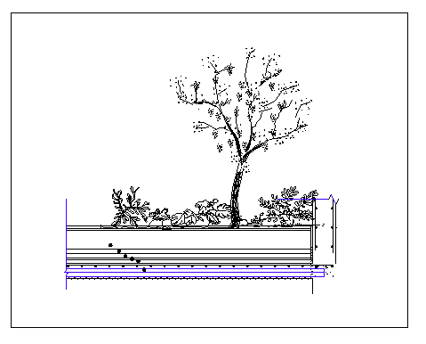 Slab with tree planter details dwg file