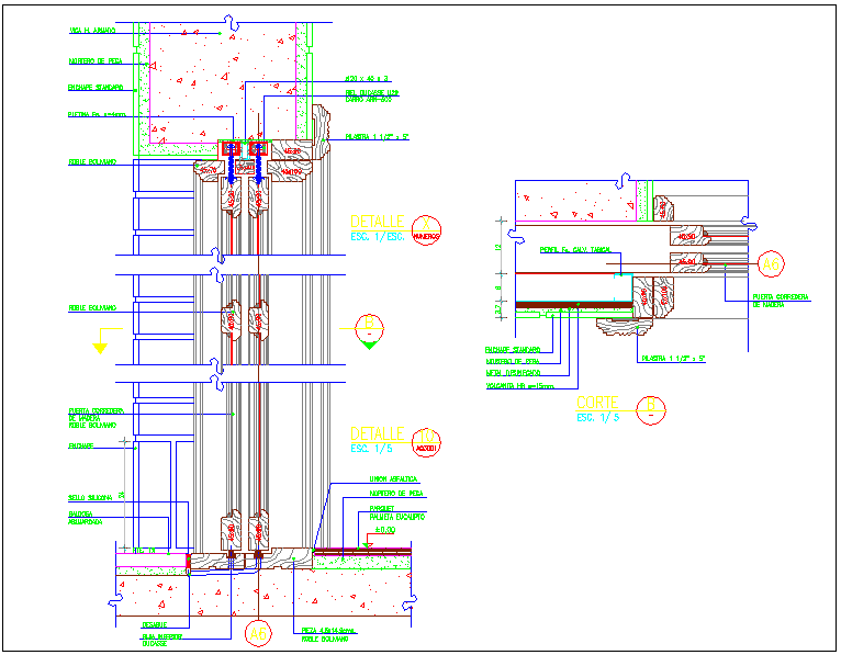 Sliding door view with window detail