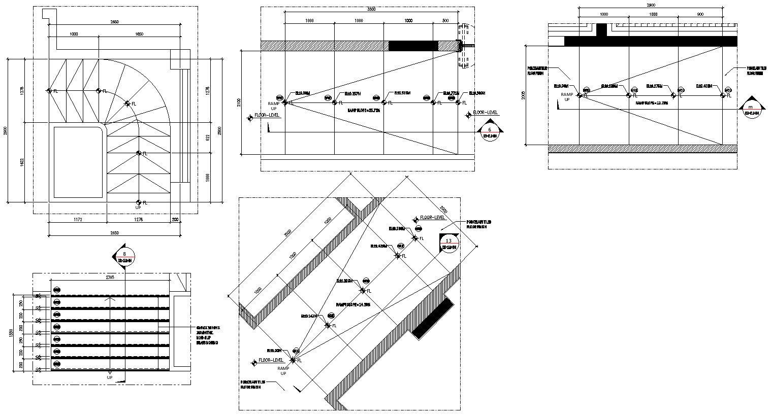 Slope details for ramp details dwg autocad drawing .