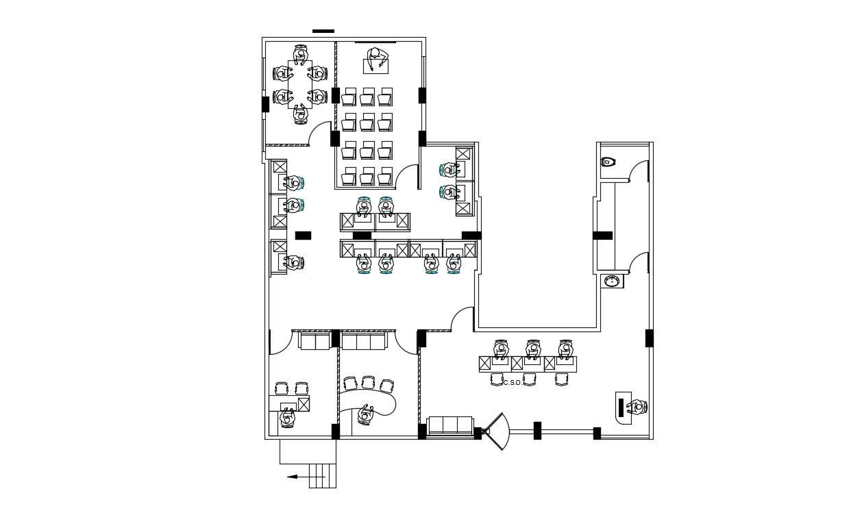 Small Office Furniture Layout Architecture Plan 