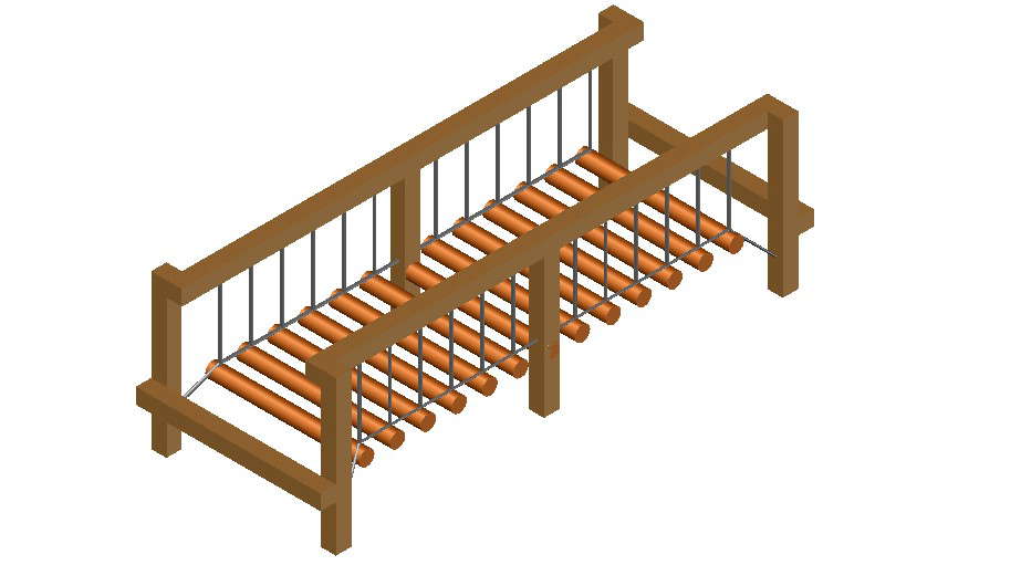 Small Wooden Bridge Design 3d model AutoCAD drawing