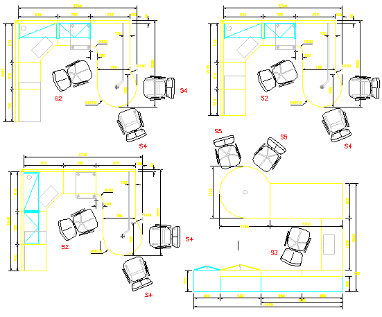Small cabin layout plan in a office dwg file
