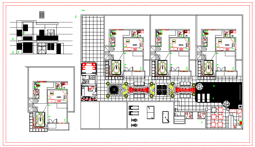 Small hotel Floor Plan & Elevation design