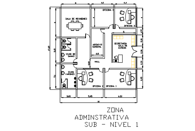 Small office building plan detail dwg file