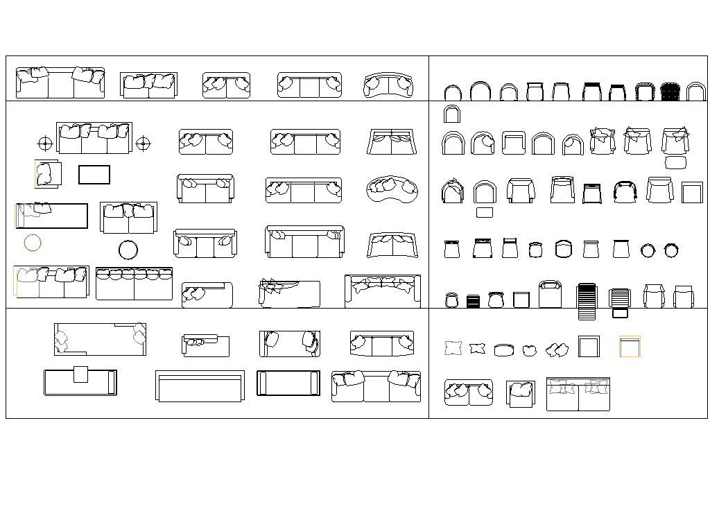 Sofa and chair plan detail dwg file.