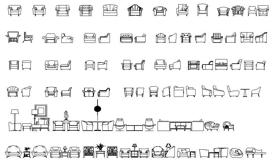 Sofa Furniture Drawing CAD Blocks for Interior Layouts