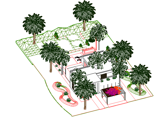 Solar house 3 D plan detail dwg file