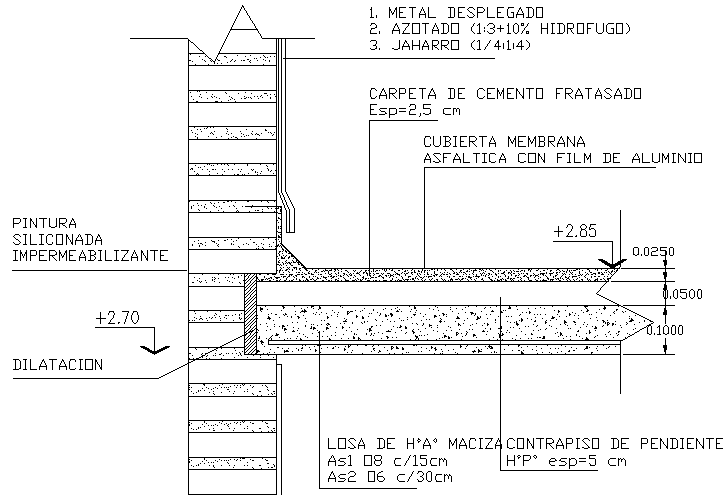 Solid plane slab detail dwg file