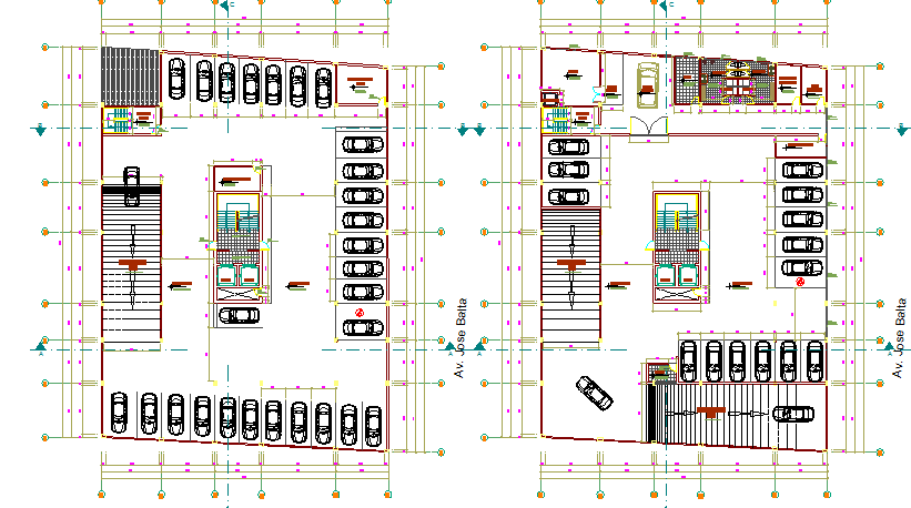 Spacious parking layout plan dwg file