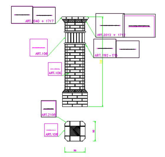 Specification detail working drawing of pillar. 