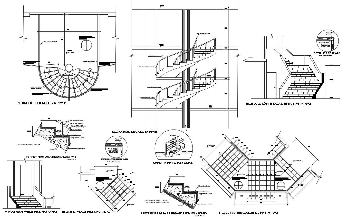 Spiral Staircase Plan CAD File Download