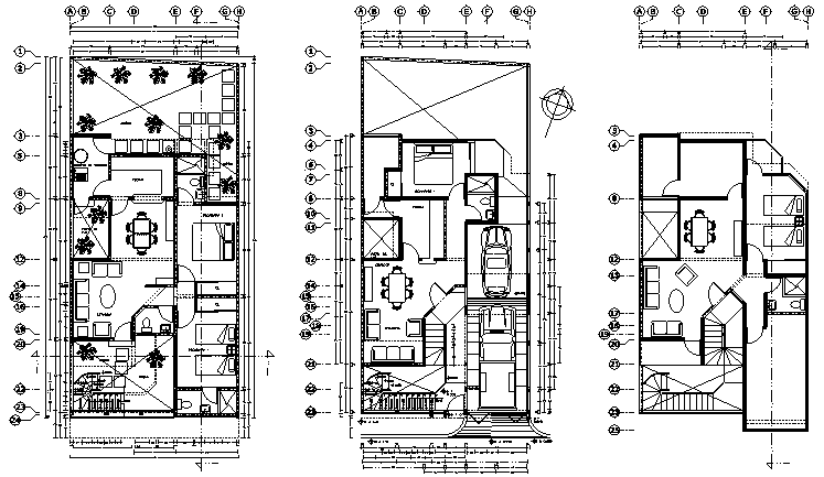 Split level house plan detail dwg file
