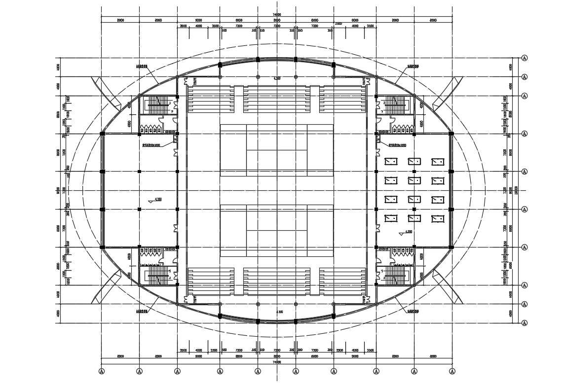 Sports Stadium AutoCAD Drawing  Plan 