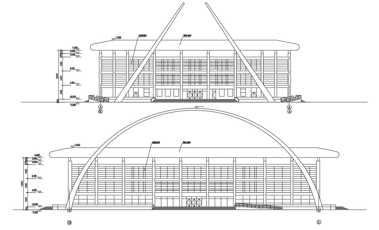 Stadium Elevation Autocad Drawing 