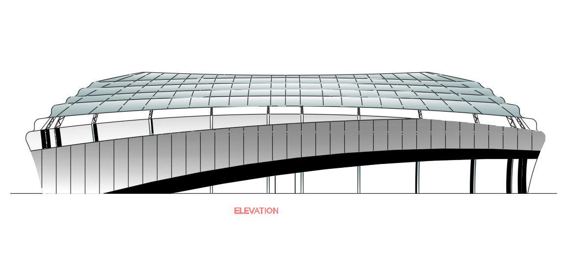 Stadium Building Elevation Design AutoCAD File