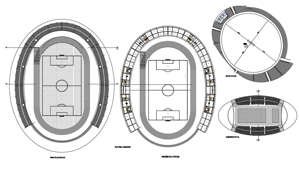Stadium Plan Of Basket Ball Play Ground DWG File