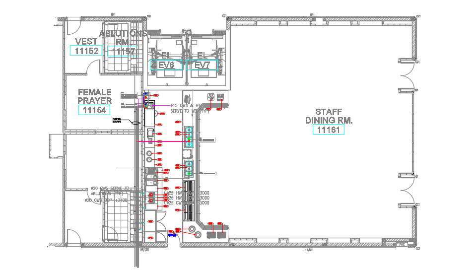 Staff Dining Area Design Layout Plan CAD Drawing 
