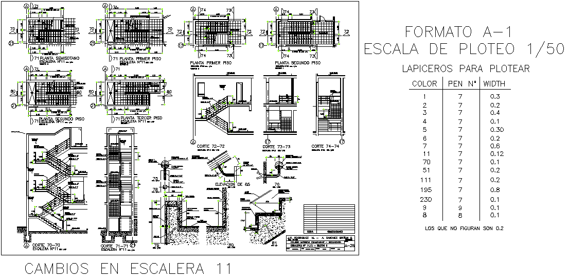 Stair Plan and section working plan detail dwg file