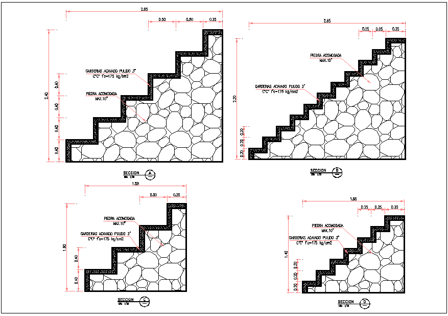 Stair detail and dimensions dwg file