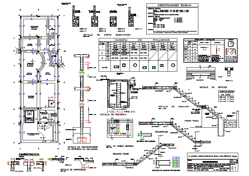 Stair elevation detail dwg file