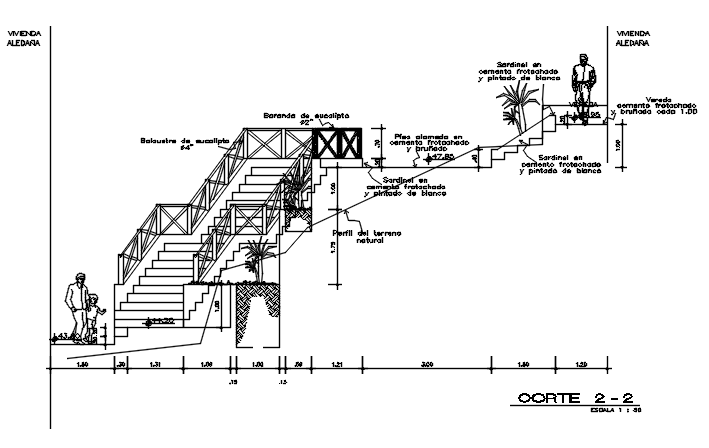 Stair elevation detail dwg file