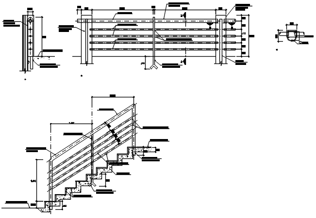 Stair plan, elevation and section detail dwg file