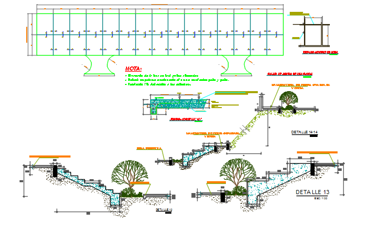 Stair plan, elevation detail and section detail dwg