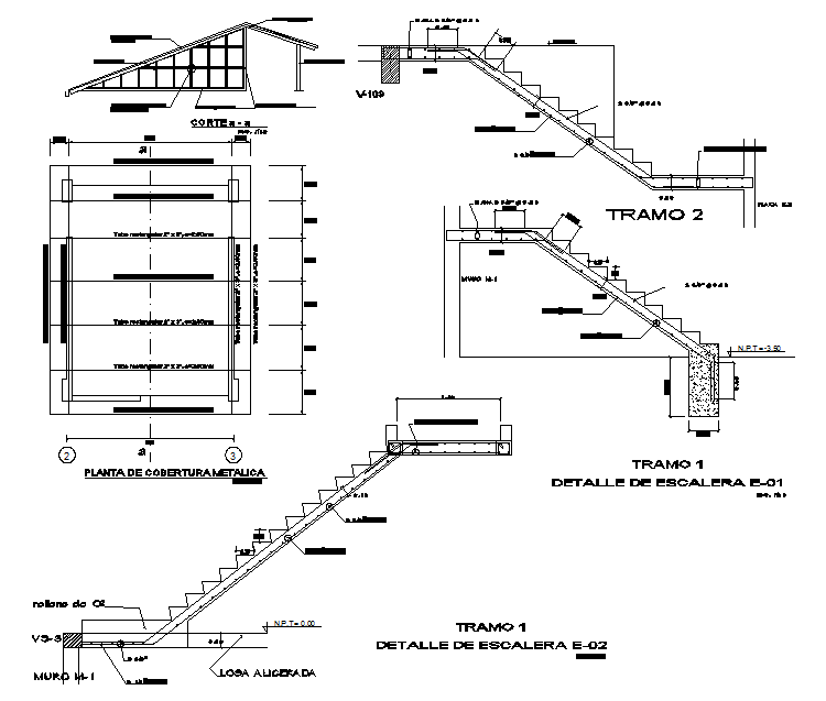 Stair plan and elevation detail dwg file