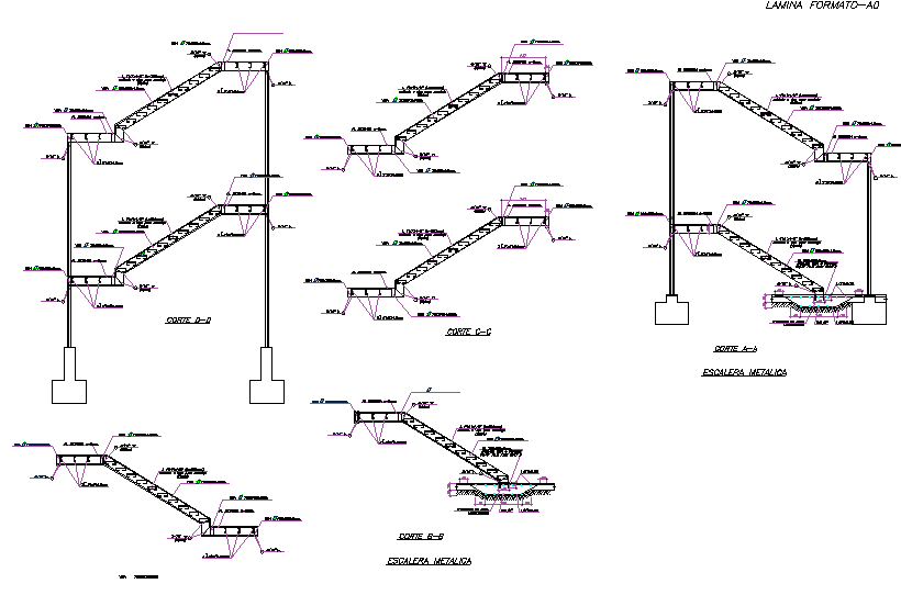 Stair plan and elevation detail dwg file