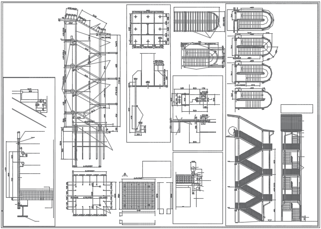 Stair plan and elevation detail dwg file