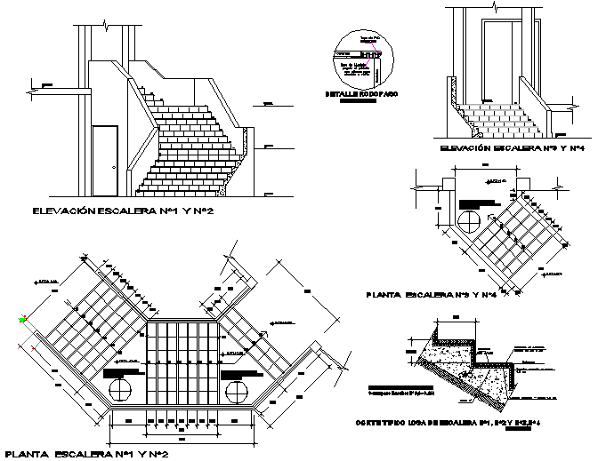 Stair plan and section detail dwg file