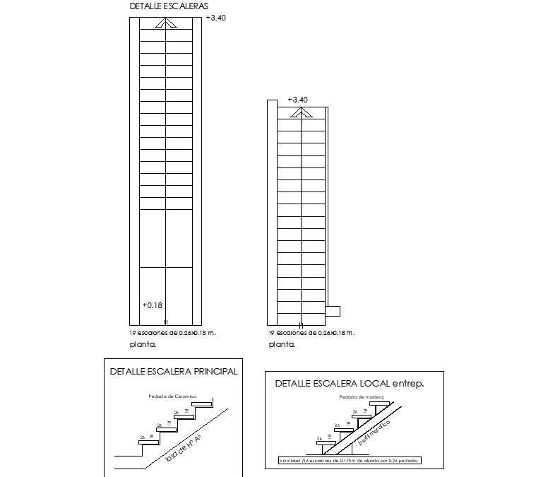 Stair plan and section detail dwg file