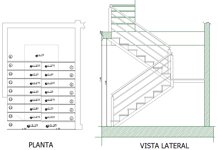 Stair plan and section detail dwg file