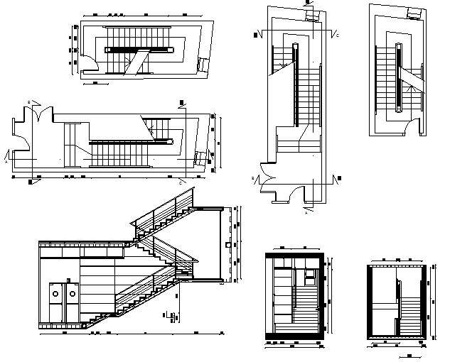 Stair plan and section detail dwg file