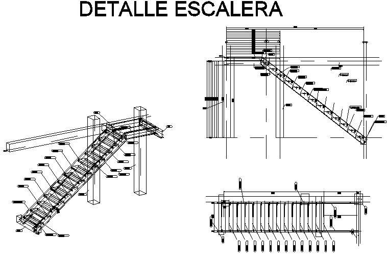 Stair plan and section detail dwg file