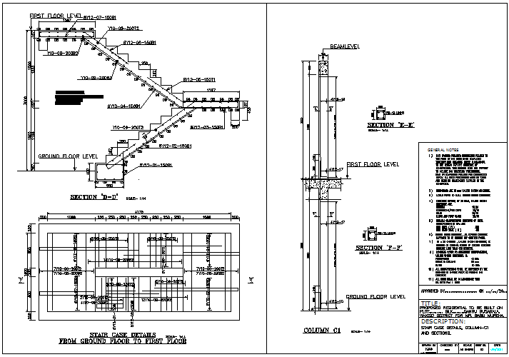 Stair plan and section detail dwg file