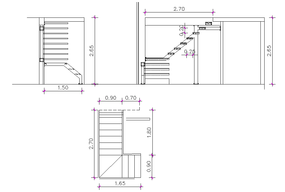 Stair plan and section plan layout file