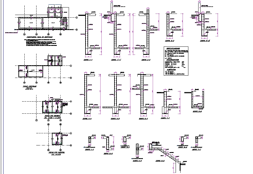 Stair section detail and column detail dwg file