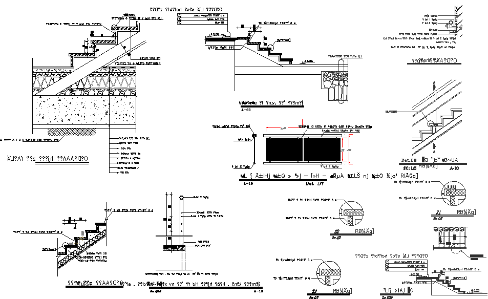 Stair section plan detail dwg file