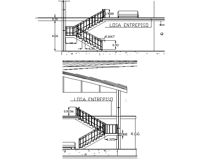 Stair section plan detail dwg file